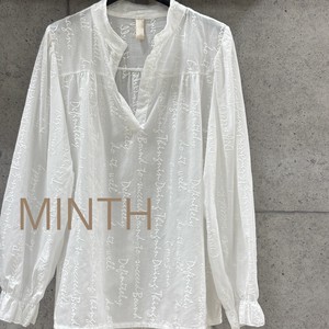 Button Shirt/Blouse Design Sheer Shirt Mint Stitch S/S Made in Italy