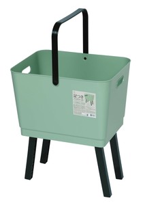 日本製 made in japan 足つきバスケット グリーン KL-213