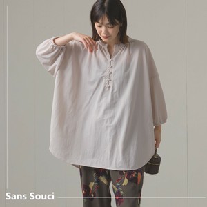 【再入荷】接触冷感ヘンリーネック5分袖裾ラウンドプルオーバ