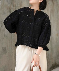 インド綿カットワーク刺繍コクーンシャツ（インド綿.インドコットン.コットン100%,綿100%）
