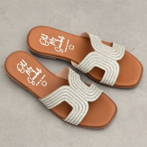 2025春夏新作【OH MY SANDALS】ラインストーンローヒールサンダル