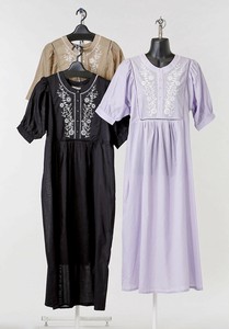 インド綿100％ 5分袖刺繍ワンピース　ワンピース 半袖 夏 刺繍
