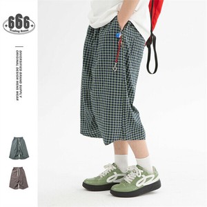 P21459 チェック ボトムス パンツ ショートパンツ メンズ 韓国風 ズボン 2025春夏新作