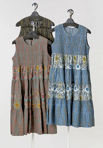 Casual Dress Antique-style Switching Dress Summer Ethnic Pattern 100% Cotton