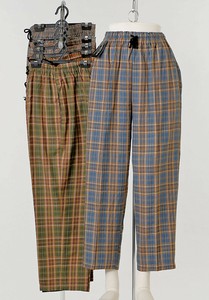 Full-Length Pant Check Pattern Ladies fashion Rayon Easy Pants Made in Japan