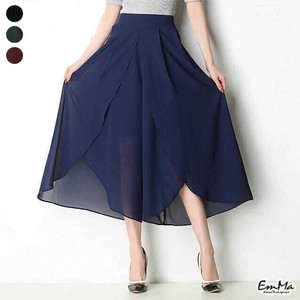 カラーシフォンワイドレッグパンツ クロップドシフォンパンツ カジュアル 夏  【2025SS】 EH1803