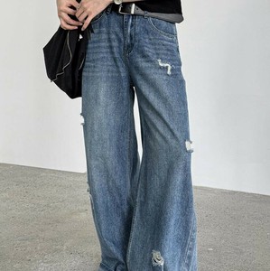 u27700 レディース ボトムス ワイドパンツ デニム ジーンズ ハイウエスト 2色 2025夏新作
