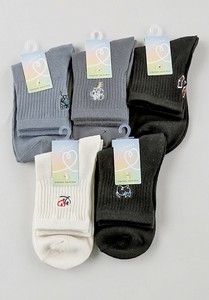 刺繍 リブソックス　ソックス 靴下 雑貨屋 靴下屋 無地 クルーソックス リブ　刺繍
