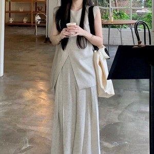 パンツスーツ 2点セット ベスト+パンツ 無地 ゆったり 快適 レディース ファッション  MBQ151