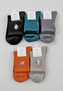刺繍 リブソックス　ソックス 靴下 雑貨屋 靴下屋 無地 クルーソックス リブ　刺繍