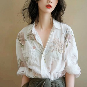 シャツ 長袖 花柄 ゆったり 快適 レディース ファッション  MBQ172