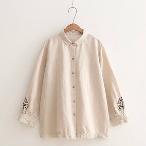 シャツ 長袖 刺繍 無地 ゆったり 快適 レディース ファッション MBQ181
