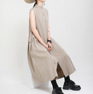 ワンピース ノースリーブ 無地 綿麻  ゆったり 快適 レディース ファッション MBQ197