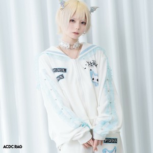 ANGEL PUNK セーラージャケット 長袖 ホワイト 原宿系 病みかわいい 天使界隈 パンク