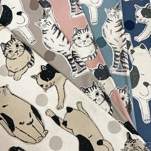 【人気】綿麻キャンバス　KTS7110　Big猫　全5色　/布　手づくり　ハンドメイド