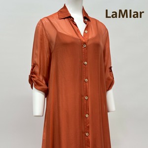 【イタリア製】LAMIAR シアーロングシャツワンピース インナー付き