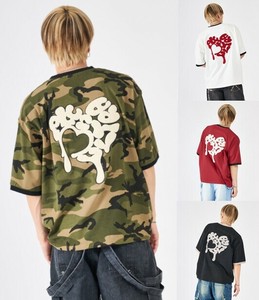 <205春夏新作>天竺　ハートサガラ刺繍　リンガーTシャツ/ユニセックス