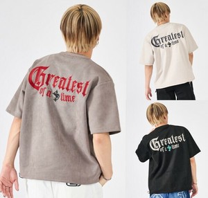 <2025春夏新作>カットスウェード　ロゴ刺繍Tシャツ/ユニセックス