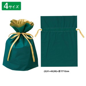 季節イベント　ラッピング用品　父の日好適品　梨地リボン付きギフトバッグ　ダークグリーン