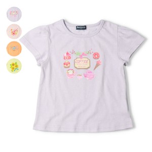 ガールズプリント半袖Tシャツ  M44849  本体綿100％、4柄込み、スイーツ、ハート、ぬいぐるみ、ひまわり