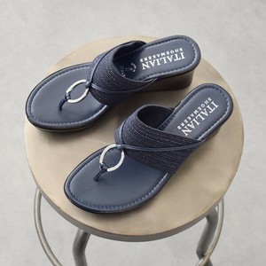 2025春夏新作【ITALIAN SHOEMAKERS】ビジュー付きラウンドメタルウェッジサンダル