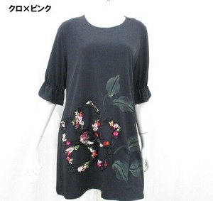 【夏物新商品】大花レース刺繍手描きチュニック