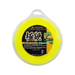 高芝ギムネ製作所 カンザス 極鞭ナイロンコード2.4mm四角(スタンダードタイプ) 90M HT90