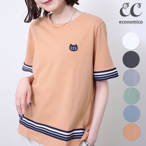 2025SS　猫ちゃんワッペン付ラインテープTシャツ　2025新作　Economico