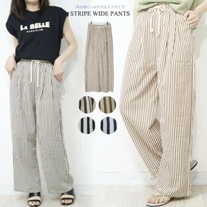 Full-Length Pant Stripe Pleated Wide Pants