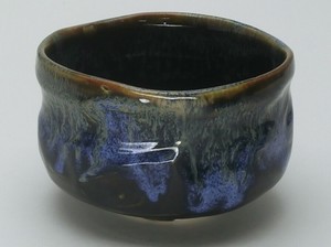 抹茶碗　青黒【日本製　美濃焼】（磁器　お茶　インバウンド）