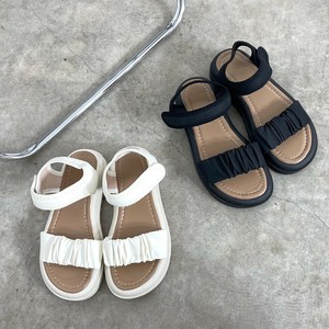 即納【2025新作】厚底ギャザーサンダル　フラット　ペタンコ　リゾート　フェミニン　シンプル