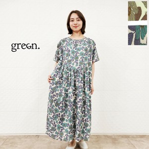 花柄切替ギャザーワンピース