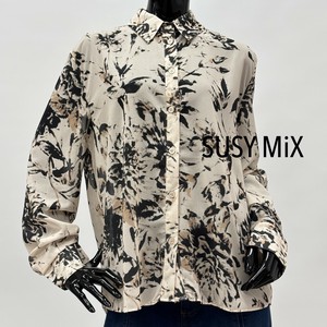 【イタリア製】SUSYMIX 花柄プリント シアーデザインシャツ