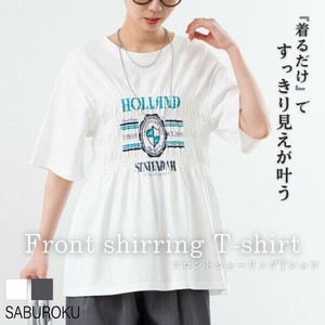 5月下旬〜出荷予定◆2025SS新作【SABUROKU】フロントシャーリングTシャツ