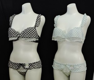 カジュアルノンワイヤーブラショー　＜チェック柄シフォン＆ストレッチレース＞　6月商品