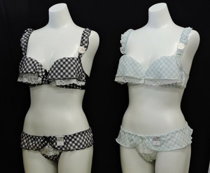カジュアルブラショー　＜チェック柄シフォン＆ストレッチレース＞　6月商品