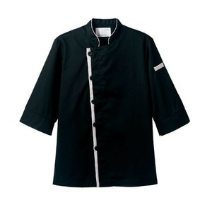 コックコート 兼用 7分袖 黒/ライトグレー M 住商モンブラン