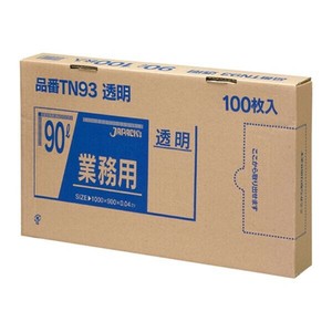 箱入ゴミ袋 TN93 強力ゴミ袋 BOX 90L 透明 100枚 ジャパックス