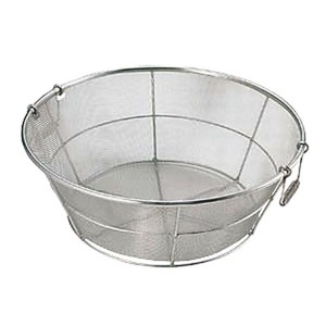 調理用品 18-8底平揚げザル 荒目 45cm