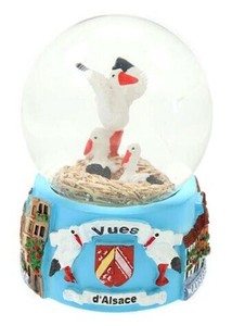 Alsace snowball 65mm　スノードーム　アルザス　こうのとり■ドイツ直輸入