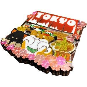 【木製ホイルマグネット】柴犬グルメ(東京)