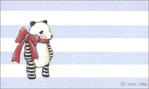 ミニメッセージカード8枚入り trunk:chiyo「リボンのパンダさん」 55×90mm イラスト 2025新作
