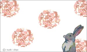 ミニメッセージカード8枚入り trunk:chiyo「バラとうさぎさん」 55×90mm イラスト 2025新作