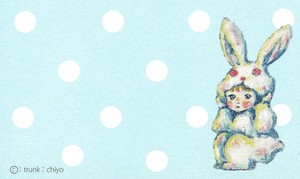 ミニメッセージカード8枚入り trunk:chiyo「うさぎの着ぐるみの女の子」 55×90mm イラスト 2025新作
