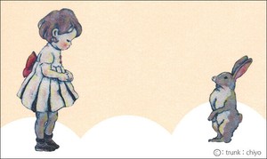 ミニメッセージカード8枚入り trunk:chiyo「お尋ねうさぎさんと女の子」 55×90mm イラスト 2025新作