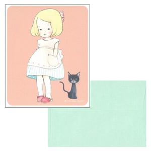 ミニレターセット 山田雨月「金髪の女の子と黒猫」 イラスト 便箋8枚 封筒4枚 手紙 2025新作