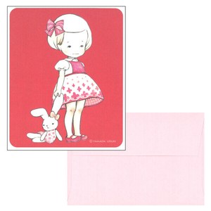 ミニレターセット 山田雨月「女の子とうさぎのぬいぐるみ」 イラスト 便箋8枚 封筒4枚 手紙 2025新作