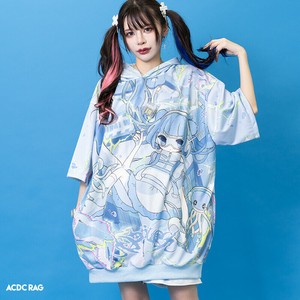 [半袖]クラゲサイバー パーカー 原宿系 天使界隈 パステル サブカル レディース 大きいサイズ