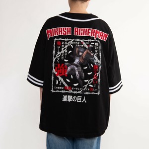調査兵団ミカサVer　ビッグシルエットベースボールシャツ［半袖Tシャツ］［プリント］［進撃の巨人］