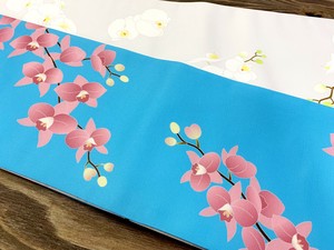 胡蝶蘭・絹鼠/紺碧＜半幅帯＞　長さ430cm（長尺）